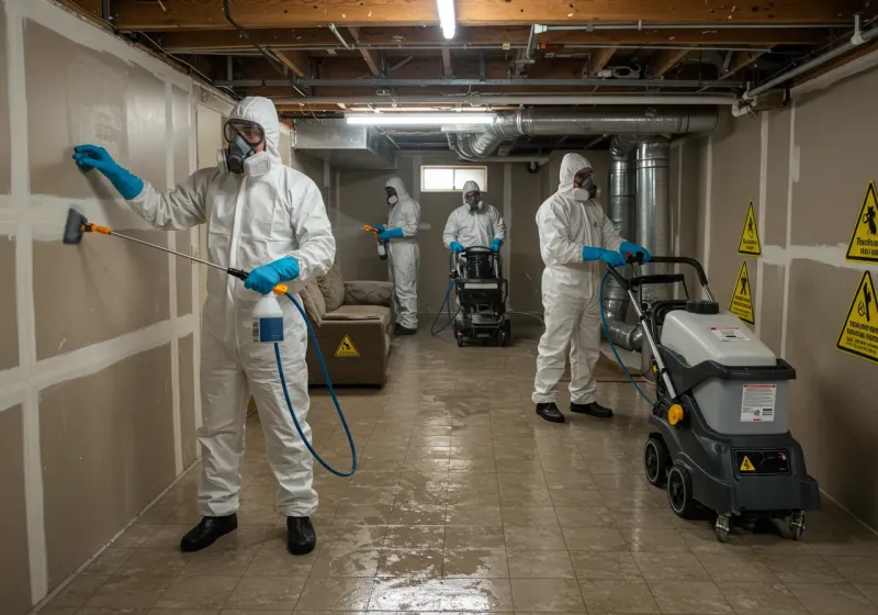 Basement Moisture Removal and Structural Drying process in Aiea, HI